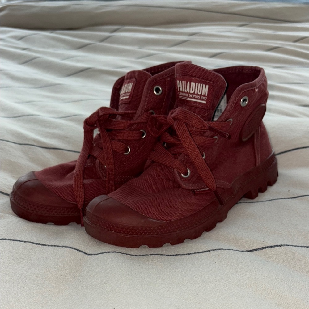 Palladium Red Boots Rugged Canvas Design